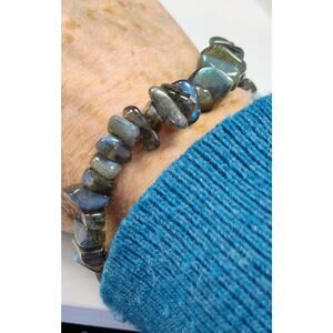 Labradorite Chip Stretch Bracelet Larger Size 8-8.5